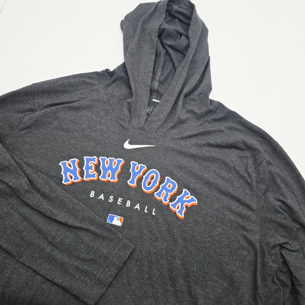 Nike Baseball New York Mets Dri-FIT Hoodie Shirt Mens XXL Gray Long Sleeve MLB